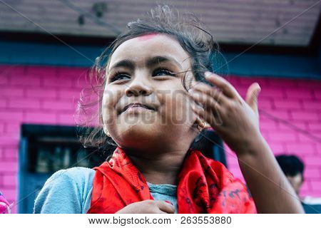 Bandipur Nepal October 15, 2018 Closeup Of Young Children Playing And Having Fun Together In Bandipu