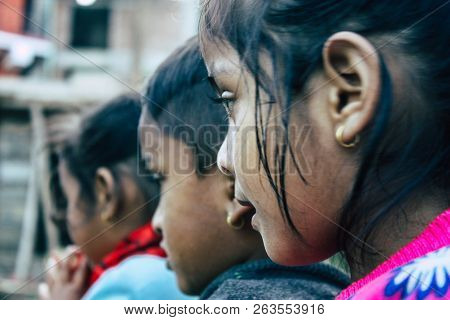 Bandipur Nepal October 15, 2018 Closeup Of Young Children Playing And Having Fun Together In Bandipu