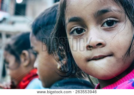 Bandipur Nepal October 15, 2018 Closeup Of Young Children Playing And Having Fun Together In Bandipu