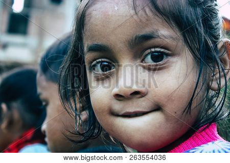Bandipur Nepal October 15, 2018 Closeup Of Young Children Playing And Having Fun Together In Bandipu