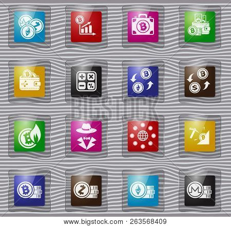 Bitcoin And Cryptocurrency Glass Icons For Your Design Progects