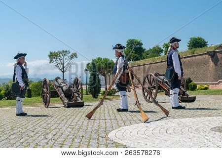 Alba Iulia, Romania - 11 August 2018: Changing Of The Guard Ceremony At The Citadel Alba-carolina In
