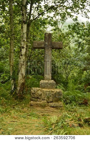 Asturias Cross On The Camin Encantau Route In The Council Of Llanes. Nature, Travel, Landscapes, For