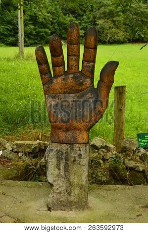 Figure Of The Hand On The Route Of The Encantau Camin In The Council Of Llanes. Nature, Travel, Land