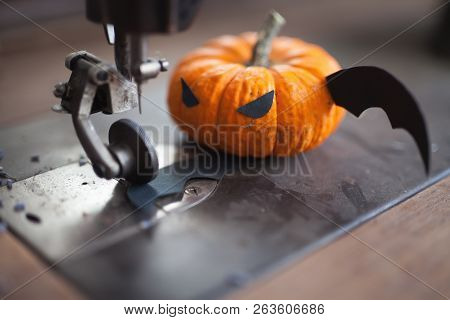 Fairy Tale Of Pumpkin With Wings Carved For The Holiday Of Halloween