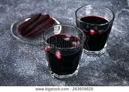 Chicha Morada - Drink In The Andean Areas Of Peru. Chicha Morada Is Made From Purple Corn.