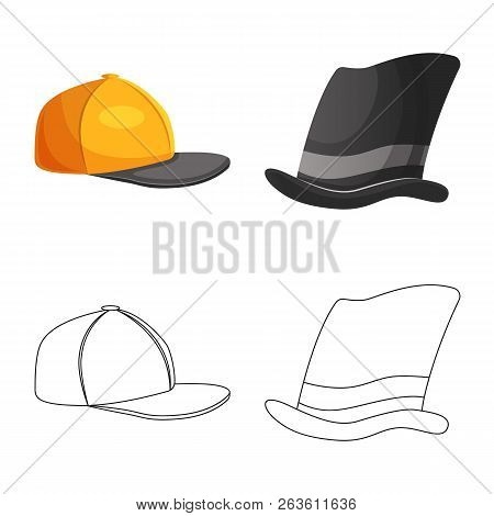 Vector Design Of Headgear And Cap Symbol. Set Of Headgear And Accessory Stock Vector Illustration.
