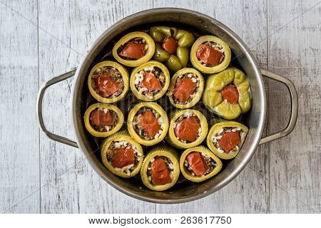 Turkish Zucchini Stuffed With Rice And Meat / Kabak Dolmasi