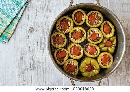 Turkish Zucchini Stuffed With Rice And Meat / Kabak Dolmasi