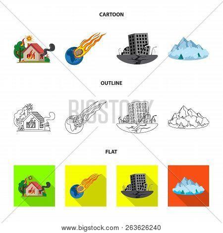 Vector Design Of Natural And Disaster Icon. Set Of Natural And Risk Vector Icon For Stock.