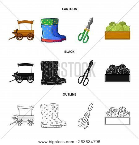Vector Illustration Of Farm And Agriculture Icon. Collection Of Farm And Plant Vector Icon For Stock
