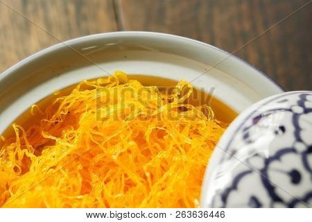 Closeup And Crop Thai Traditional Sweet And Dessert Name's 