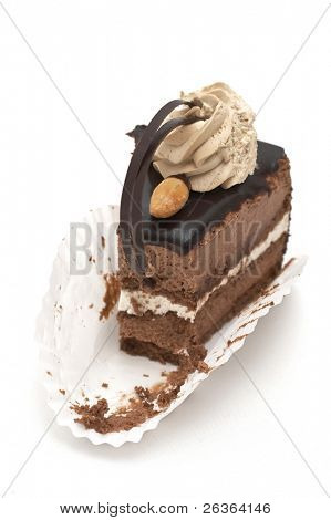 stykke af lækker chokoladekage