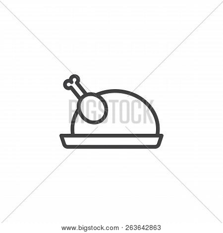 Fried Turkey Outline Icon. Linear Style Sign For Mobile Concept And Web Design. Thanksgiving Food Tu