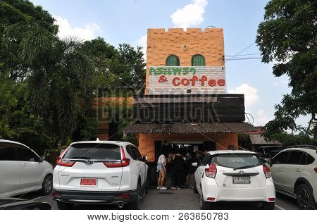 Lopburi, Thailand - October 12, 2018 : Holy Basil (krapow) And Coffee New Landmark In Lopburi, Thail
