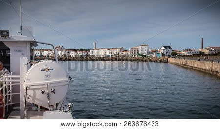 View Of The Bridge Of A Ferry That Enters The Harbor Of The Island Of Yeu