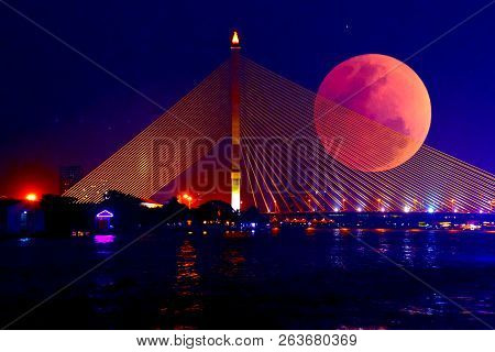 Rama Viii Bridge,the Rama Viii Bridge Is A Cable-stayed Bridge Crossing The Chao Phraya River In Ban