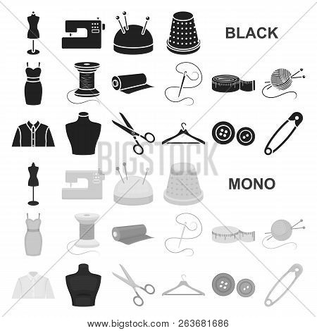 Atelier And Sewing Black Icons In Set Collection For Design. Equipment And Tools For Sewing Vector S