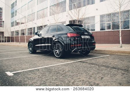 Ufa, Russia - March 4, 2018: Sportsline Audi Rs Q3 On The Street.