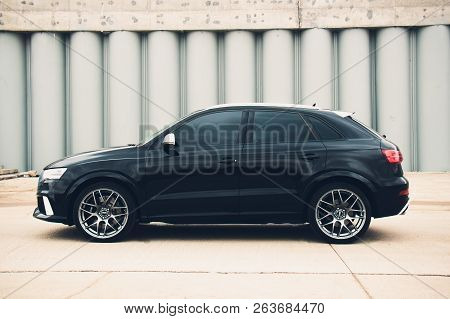 Ufa, Russia - March 4, 2018: Sportsline Audi Rs Q3 On The Street.