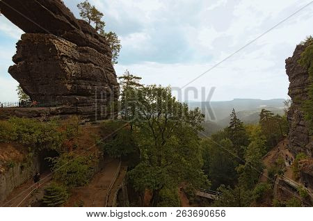 Narrow Winding Path To The Falcon's Nest And Pravcice (pravcicka) Gate In Bohemian Switzerland Natio