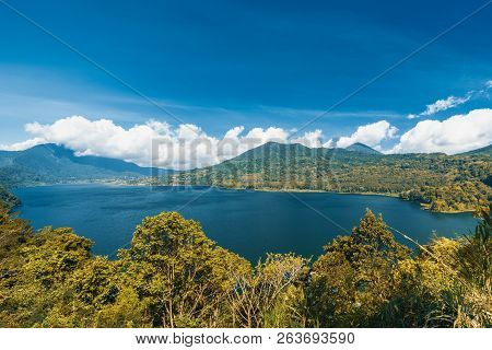 Danau Buyan Crater Lake. Tourist Atrraction In Bali Indonesia.