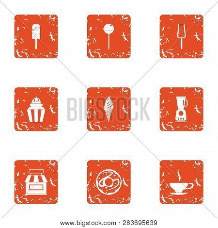 Saccharum Icons Set. Grunge Set Of 9 Saccharum Vector Icons For Web Isolated On White Background