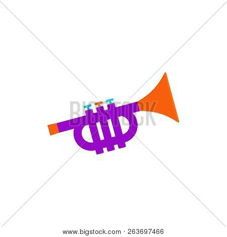 Trumpet Baby Toy. Vector. Kid Toys Icon Isolated On White Background In Flat Design. Cartoon Illustr