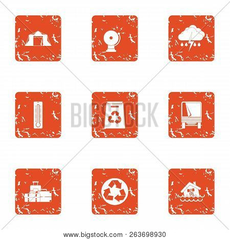 Refinery Icons Set. Grunge Set Of 9 Refinery Vector Icons For Web Isolated On White Background
