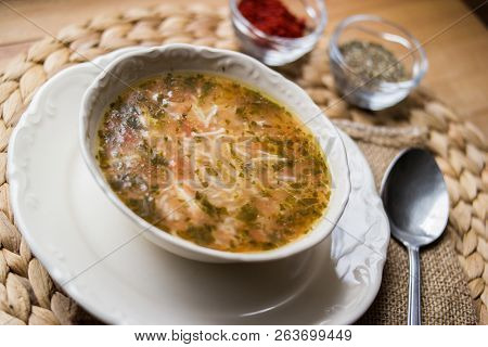 Traditional Turkish Chicken Broth Soup