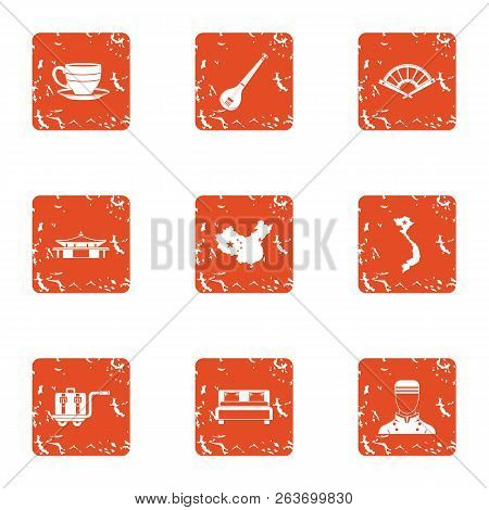 Boarding Home Icons Set. Grunge Set Of 9 Boarding Home Vector Icons For Web Isolated On White Backgr