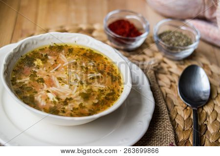 Traditional Turkish Chicken Broth Soup