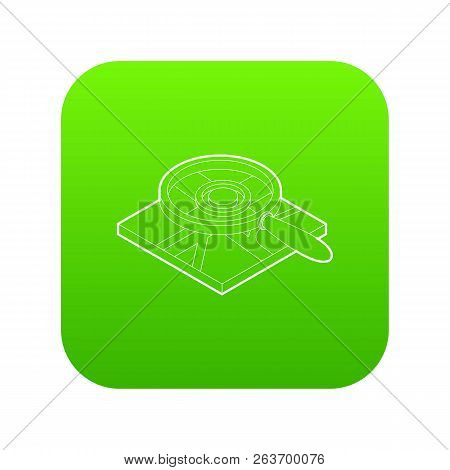 Magnifying Glass Over Map Icon Green Vector Isolated On White Background