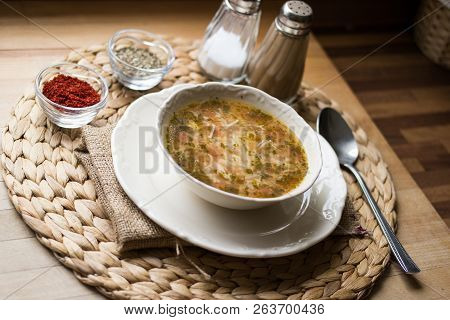 Traditional Turkish Chicken Broth Soup