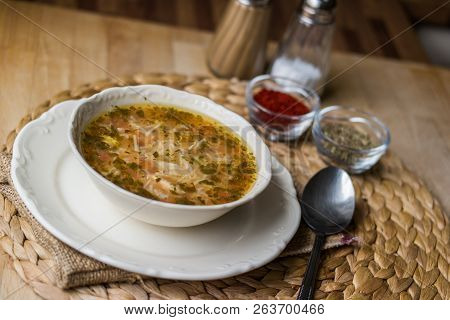 Traditional Turkish Chicken Broth Soup