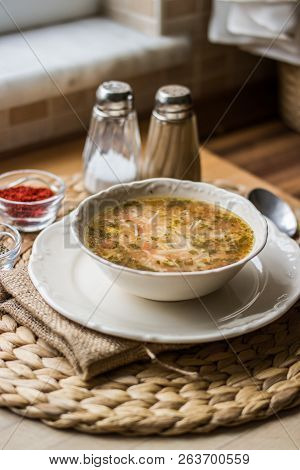 Traditional Turkish Chicken Broth Soup