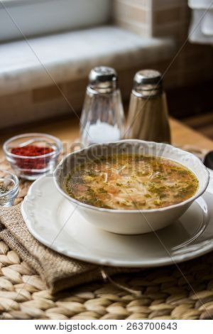 Traditional Turkish Chicken Broth Soup