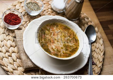 Traditional Turkish Chicken Broth Soup