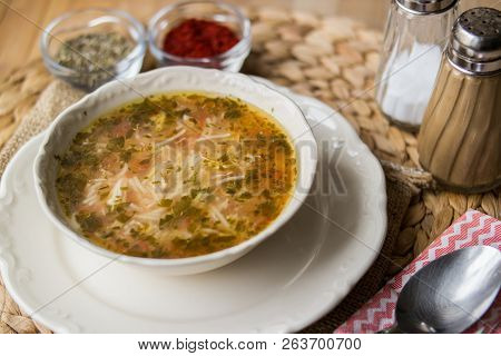 Traditional Turkish Chicken Broth Soup