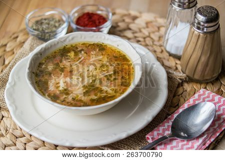 Traditional Turkish Chicken Broth Soup
