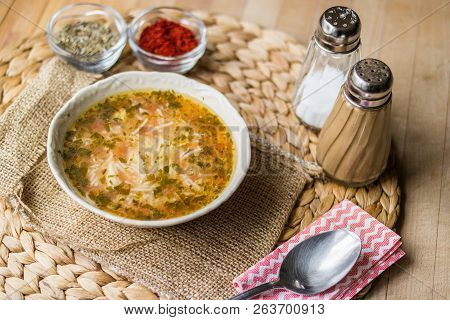 Traditional Turkish Chicken Broth Soup