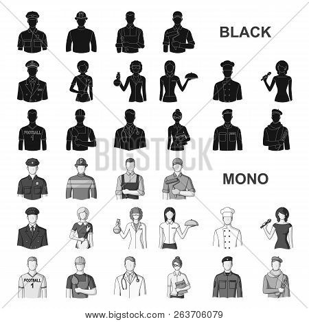 People Of Different Professions Black Icons In Set Collection For Design. Worker And Specialist Vect
