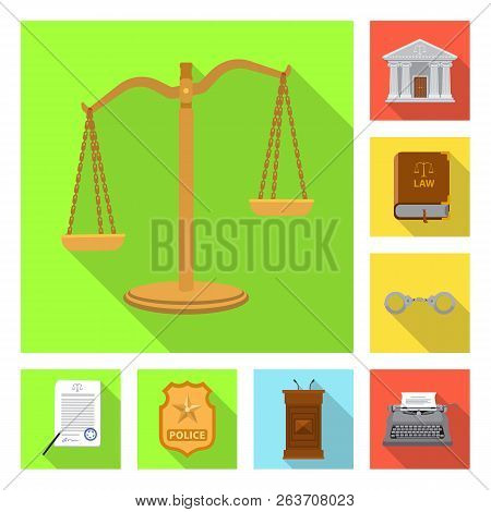 Vector Design Of Law And Lawyer Symbol. Collection Of Law And Justice Vector Icon For Stock.