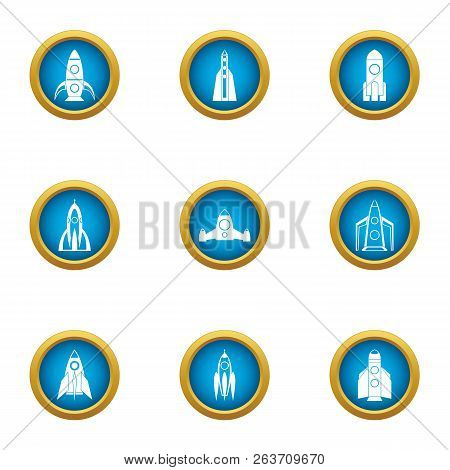 Rocket Projectile Icons Set. Flat Set Of 9 Rocket Projectile Vector Icons For Web Isolated On White 