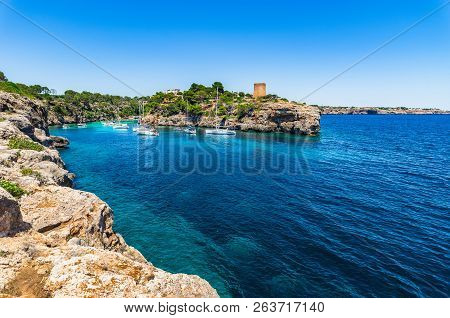 Idyllic Bay Of Cala Pi Beach Majorca, Spain Mediterranean Sea, Balearic Islands