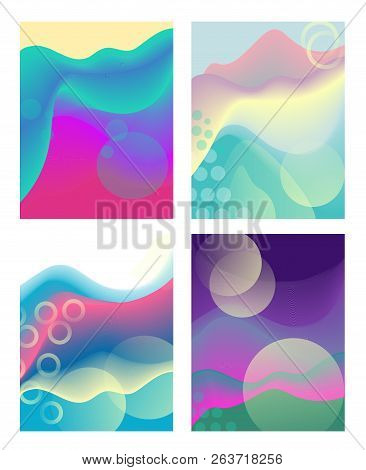 Set Of Colorful Geometric Background. Fluid Shapes Composition. Eps10 Vector.