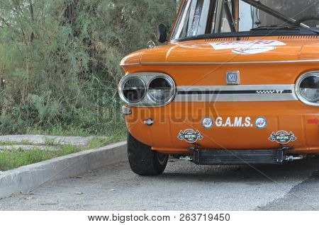 Pesaro , Italy - Ott 13 - 2018 : Prinz Nsu Tt First Edition Race Automobile Reserved Vintage Race Ca