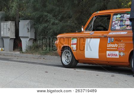 Pesaro , Italy - Ott 13 - 2018 : Prinz Nsu Tt First Edition Race Automobile Reserved Vintage Race Ca