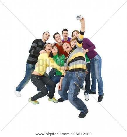 Gruppe von Freunden ein Bild von sich selbst und jubeln