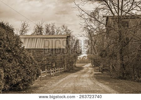 A Rural Gravel Road Passes Through Historic Smithville Village In Central New Jersey.